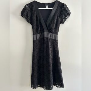 Vanity Short Sleeve Black Lace A-Line Dress